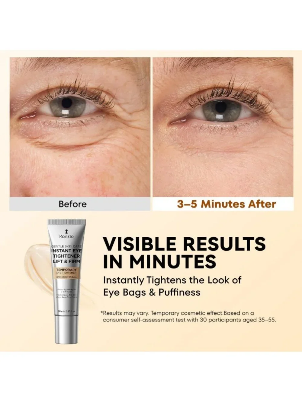 Instant Firm Eye Tightener - Upgraded Formula for Puffiness, Bags & Wrinkles